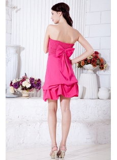 Simple Strapless Hot Pink Mini Length Homecoming Dress under $100 IMG_7050
