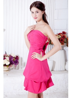 Simple Strapless Hot Pink Mini Length Homecoming Dress under $100 IMG_7050