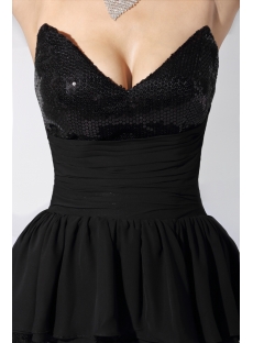 Strapless Black High-low Sequin Mini Dress with Train WD1-056