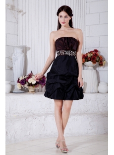 Strapless Brown and Black Short Quince Gown with Bow IMG_7364