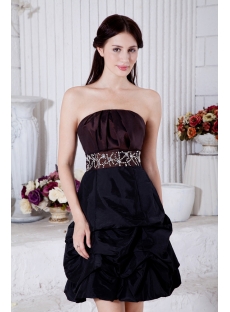 Strapless Brown and Black Short Quince Gown with Bow IMG_7364