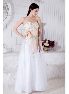 Sweetheart Floor Length 2011 White Quinceanera Dress with Gold Embroidery IMG_7681