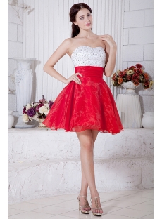 Sweetheart White and Red Colorful Short Quinceanera Dresses IMG_7119