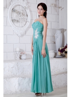 Teal Chiffon Beach Ankle Length Bridesmaid Dress with Sweetheart IMG-7762