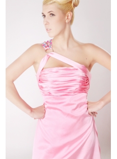 Unique Pink One Shoulder Sexy Evening Gown with Open Back SOV111007