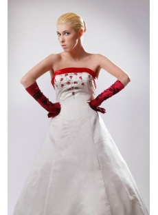 White Plus Size Bridal Gown with Red Embroidery SOV11002