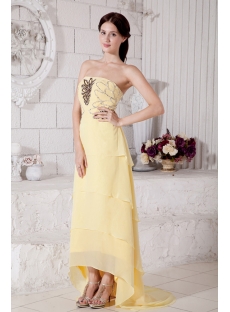 Wonderful Chiffon Yellow High-low Prom Dress with Train IMG_7697