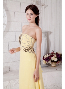 Wonderful Chiffon Yellow High-low Prom Dress with Train IMG_7697