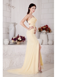 Yellow One Shoulder with Cross Back Sexy Prom Dress with Train IMG_7504