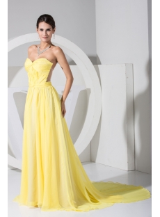 Yellow Sweetheart Illusion Back Beach Wedding Dress WD1-050