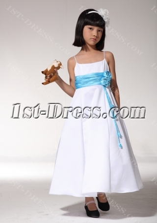 Beautiful Flower Girl Party Dresses Ivory with Blue fgjc890109
