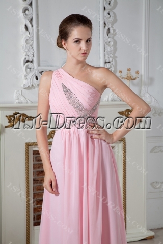 Cheap Pink One Shoulder Graduation Dress for College IMG_1883