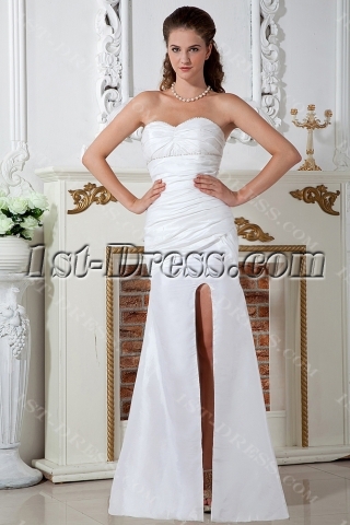 Split Front Ivory Sweetheart Casual Beach Wedding Dresses IMG_142
