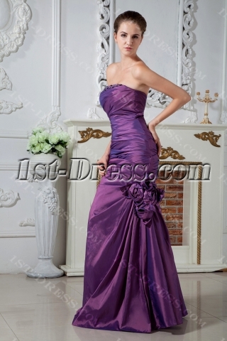 Strapless Purple Mermaid Celebrity Dress with Floral IMG_1909