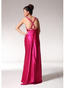 Beaded Straps Fuchsia Classy Prom Dresses with High-low Hem edjc891309
