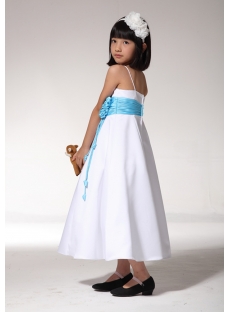 Beautiful Flower Girl Party Dresses Ivory with Blue fgjc890109