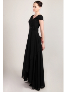 Black Modest High-low Prom Dress with Short Sleeves IMG_3384