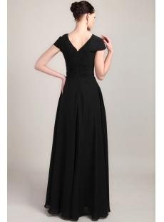 Black Modest High-low Prom Dress with Short Sleeves IMG_3384