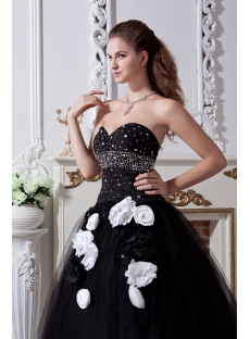 Black and White Pretty Quinceanera Dress 2013 with Flower IMG_1848