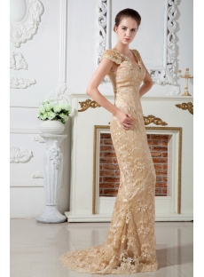 Champagne Lace Mother of Groom Dress with Cap Sleeves IMG_1747