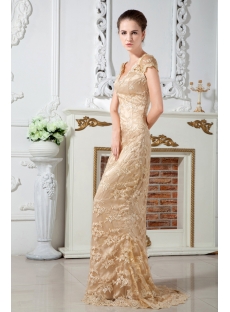 Champagne Lace Mother of Groom Dress with Cap Sleeves IMG_1747