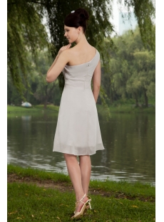 Charming Gray One Shoulder Modest Bridesmaid Dress IMG_0703