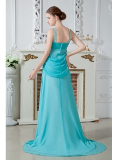 Charming Teal Blue Straps Plus Size Prom Gown Dress with Train IMG_1858
