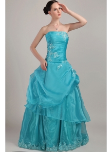 Cheap Turquoise Blue Ball Gown Dresses 2012 Long IMG_3228