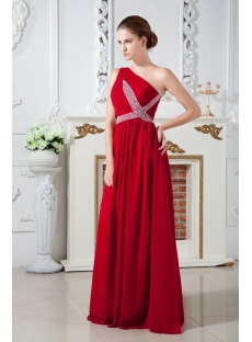 Chiffon Red One Shoulder Formal Evening Dress IMG_1868