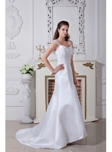 Discount Cap Sleeves Simple Bridal Gown with V Back IMG_1746