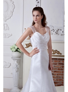 Discount Cap Sleeves Simple Bridal Gown with V Back IMG_1746