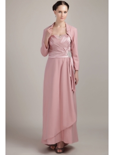 Dusty Rose Elegant Mother of Bride Dress with Long Sleeves Jacket IMG_3487