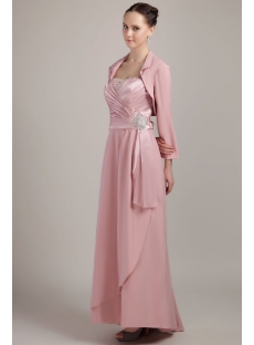Dusty Rose Elegant Mother of Bride Dress with Long Sleeves Jacket IMG_3487