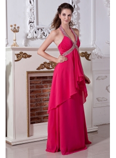 Fuchsia Plus Size Prom Gowns with Halter IMG_1986