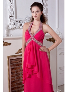 Fuchsia Plus Size Prom Gowns with Halter IMG_1986