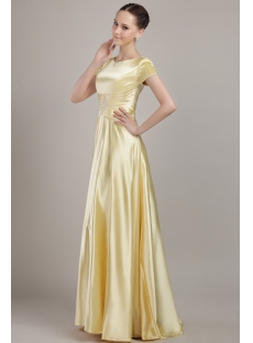 Gold Modest Bridesmaid Dress with Short Sleeves IMG_2998