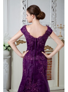 Grape Modest Scoop Plus Size Mother of Bride Dress with Train IMG_1934