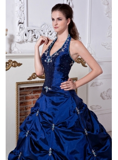 Halter Pretty Royal Blue Ball Gown Quinceanera Dress with Embroidery IMG_1945