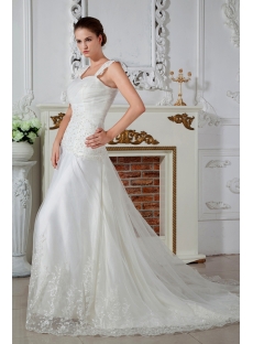 Ivory A-line Princess Bridal Gowns with Straps IMG_1549
