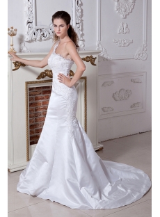 Lace One Shoulder Trumpet Bridal Gown For Beach IMG_1904