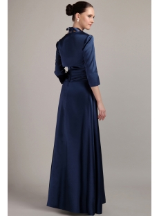 Navy Blue Elegant Long Mother of Bride Dresses with Jacket IMG_3062