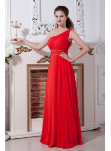 Red Long One Shoulder Modest Celebrity Dress IMG_2174