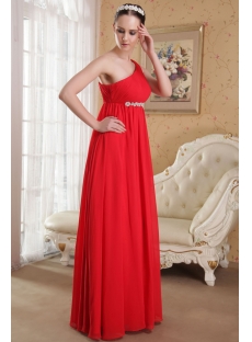 Romantic Red Chiffon Maternity Prom Dress with One Shoulder IMG_3633