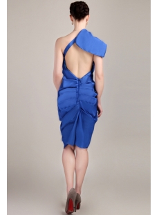 Royal Blue Tea Length Mother of Groom Dress with One Shoulder IMG_3360