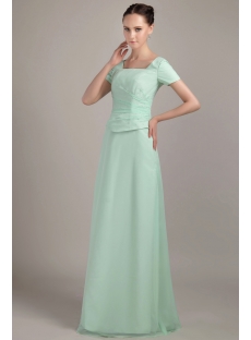 Sage Modest Long Mother Of Bride Dress with Short Sleeves IMG_2185