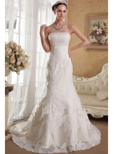 Sheath Strapless Vintage Style Lace Wedding Dress IMG_3548