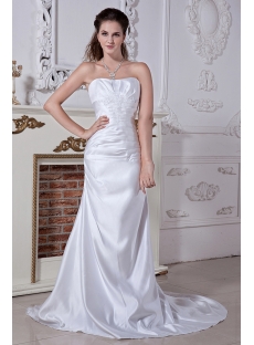 Strapless Satin Column Affordable Bridal Gown with Corset Back IMG_1932