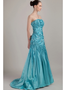 Strapless Teal Unique Pretty Prom Gown IMG_3253