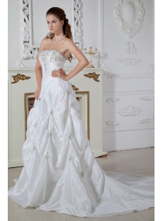 Strapless White Princess Bridal Gown with Train IMG_1492