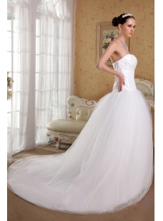 White Simple Pretty Quinceanera Gown with Train IMG_3578